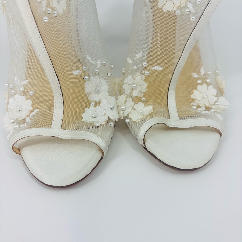 Ivory Floral Heeled Boots - Bella Belle - Picture 10 of 11